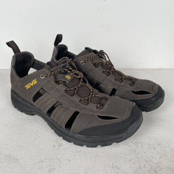 Teva Mens Size 9 Forebay Fisherman Sport Hiking Sandals Black ShocPad - Picture 1 of 8